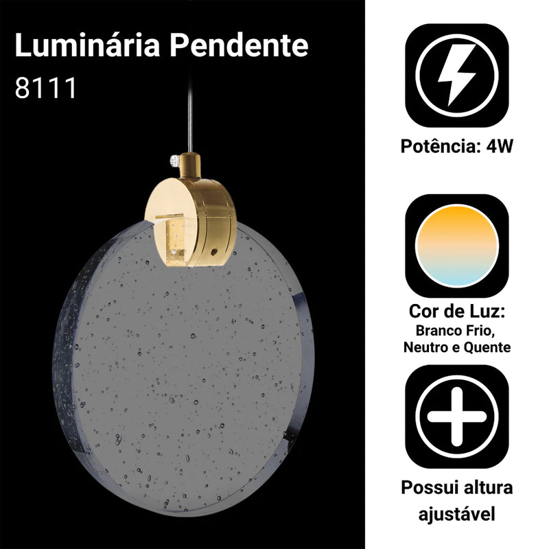 Luminária Pendente Minimalista  - DiscoBella